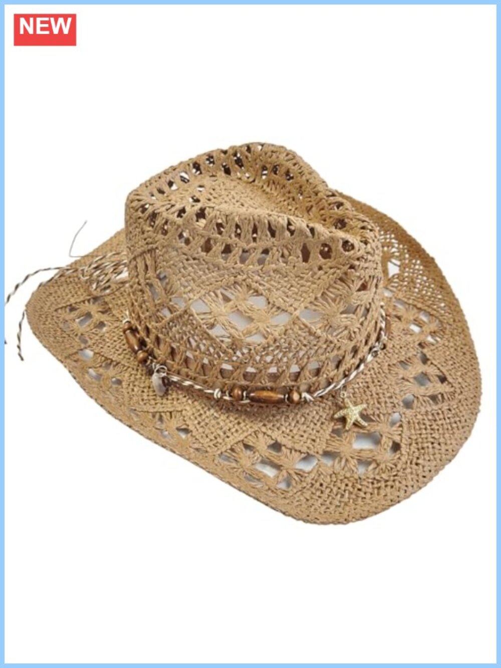 Straw Cowboy Hat Wide Brim Western Decorative Band Unisex